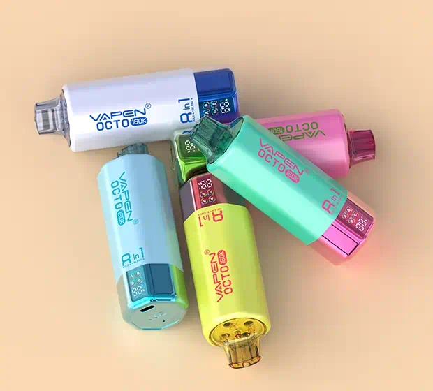 VAPEN OCTO 160K 4‑tank 8‑in‑1 disposable vape featuring Taste Consistency Technology and an 850mAh Type‑C rechargeable battery.